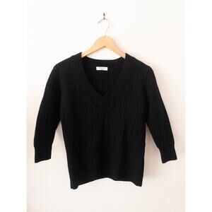 Aritzia Babaton Women's 100% Merino Wool Black Ribbed Sweater XXS